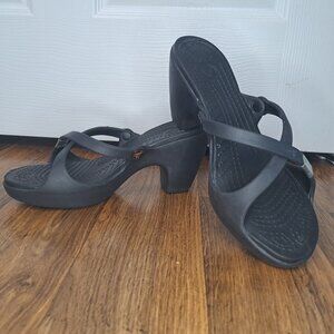 Crocs Cyprus Heeled Sandals Black Size 10